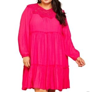 Pink Tiered Sundress with Bishop Sleeves